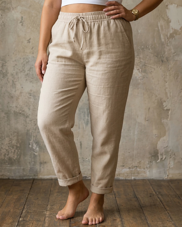 Maylora | Drawstring Relaxed Linen Trousers